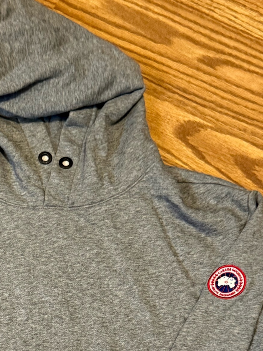 Canada Goose Gray Crewneck Sweater with Red & Blue Logo Patch